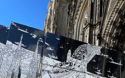 BAUZAUN:Jeck am Kölner Dom